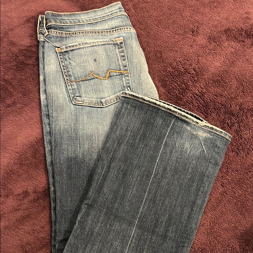 7 For All Mankind Blue Boot Cut Jeans with Vintage Wash